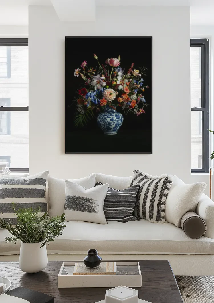 Delfts Blauw Bloemen Boeket Schilderij