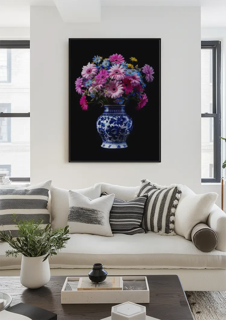 Delfts Blauw Bonte Bloemenpracht In Vaas Schilderij