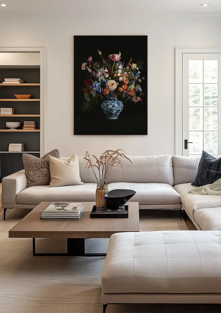 Delfts Blauw Bloemen Boeket Schilderij
