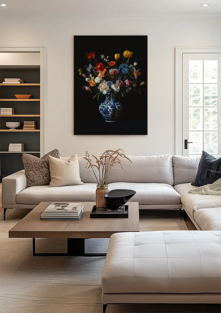 Delfts Blauw Bonte Bloemen Schilderij