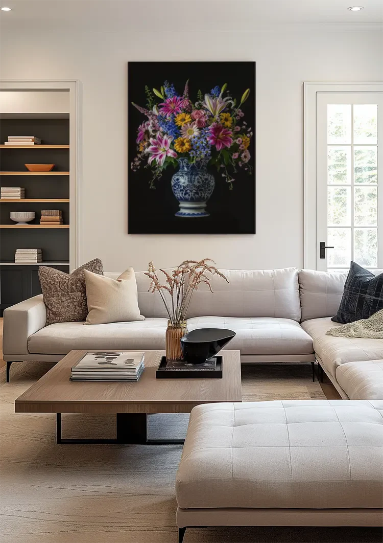 Delfts Blauw Levendige Bloemen In Vaas