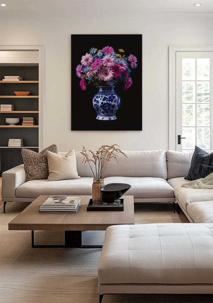 Delfts Blauw Bonte Bloemenpracht In Vaas Schilderij