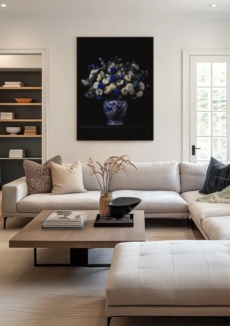 Delfts Blauw Vaas Met Bloemen Schilderij