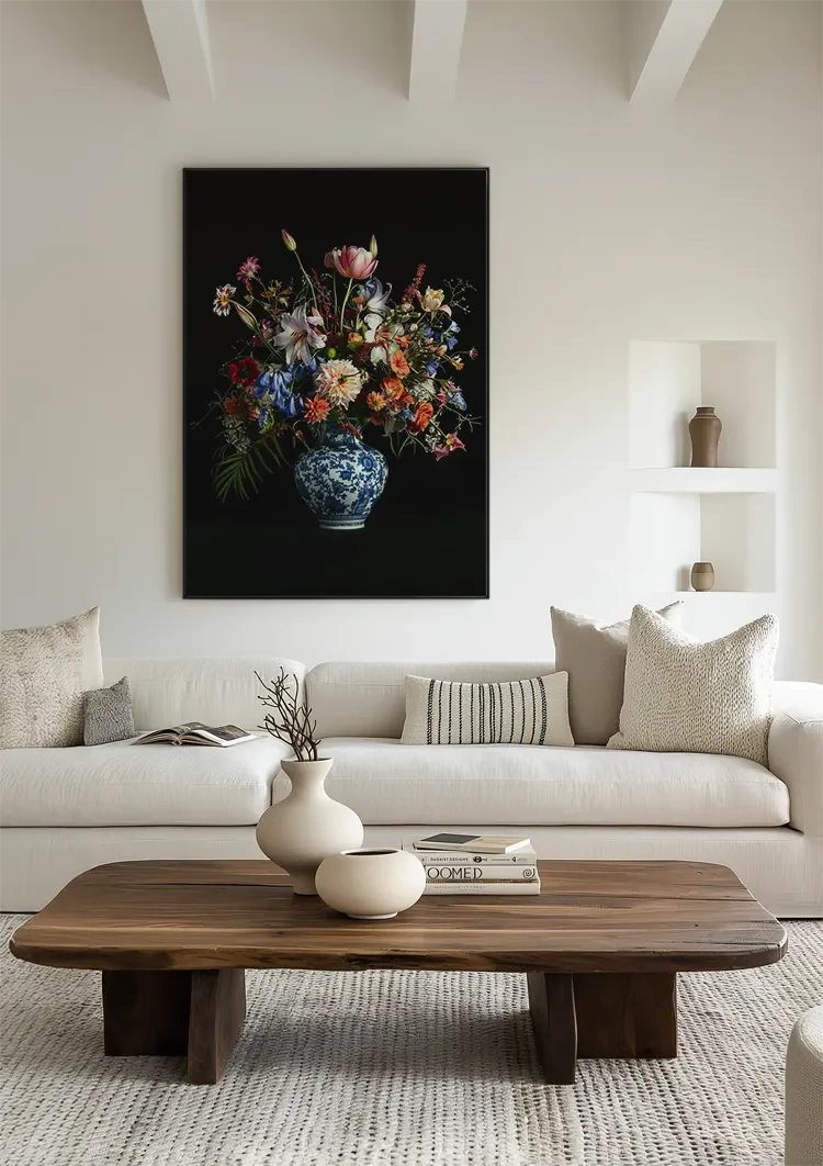 Delfts Blauw Bloemen Boeket Schilderij