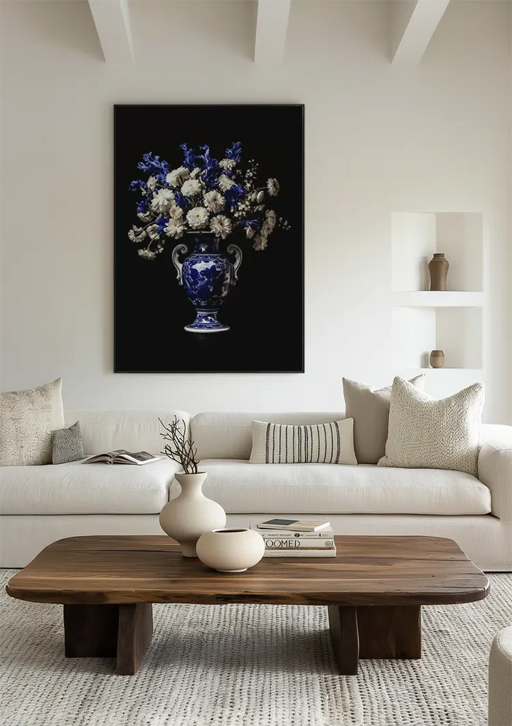 Delfts Blauw Gekleurde Bloemen In Vaas
