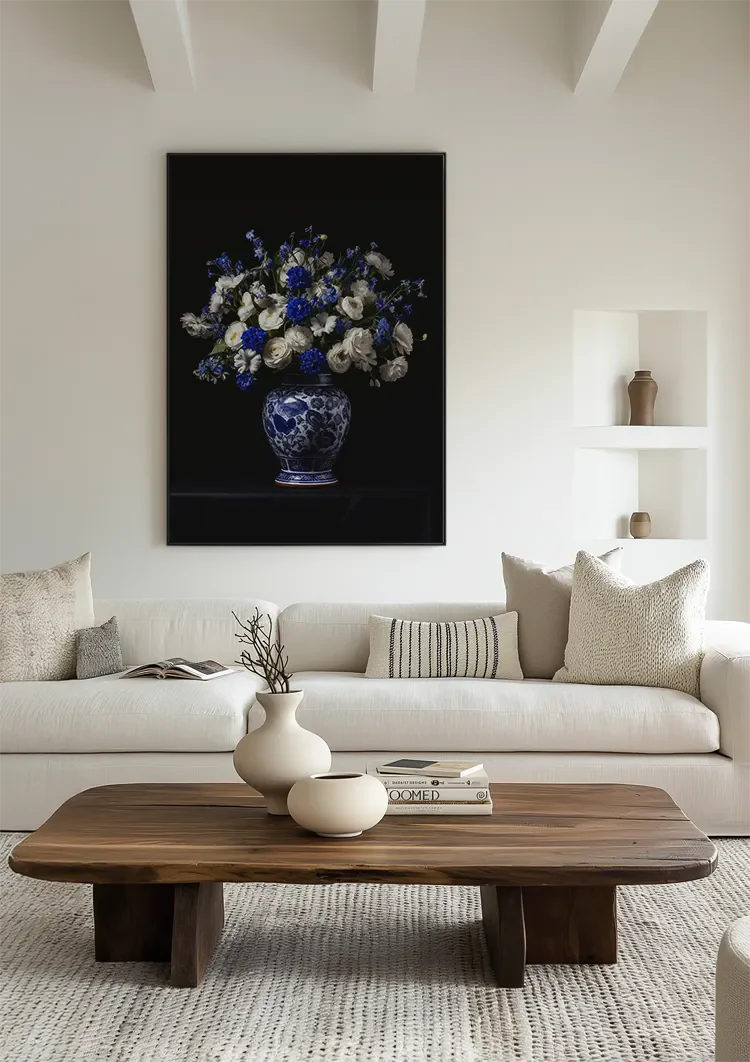 Delfts Blauw Vaas Met Bloemen Schilderij