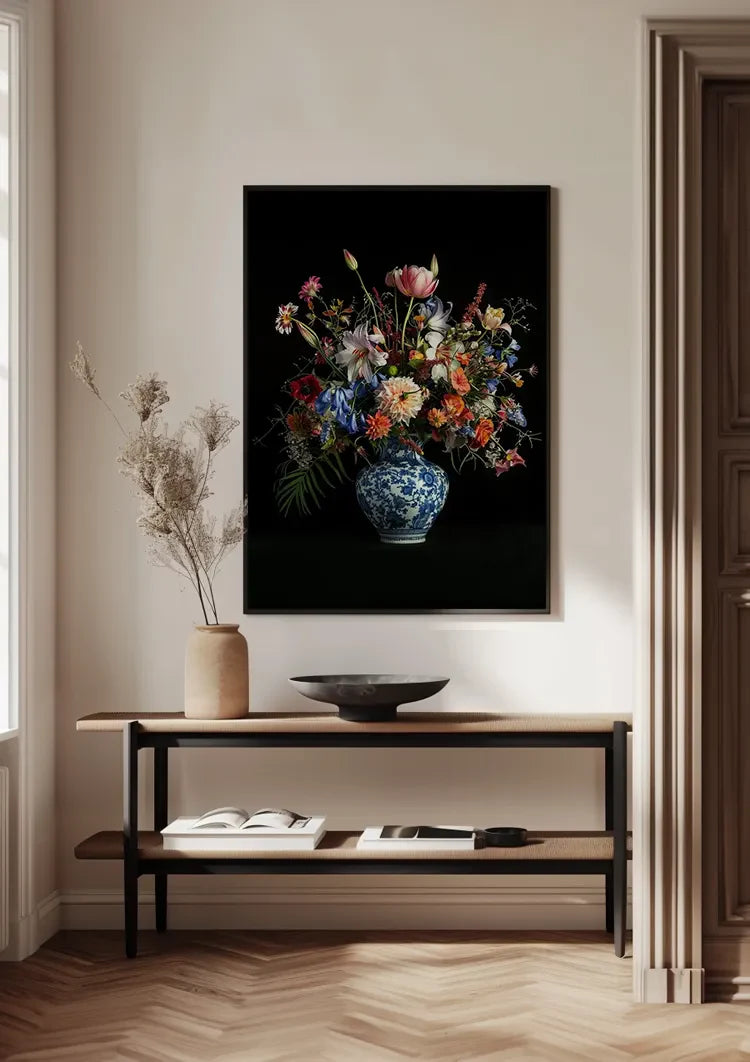 Delfts Blauw Bloemen Boeket Schilderij