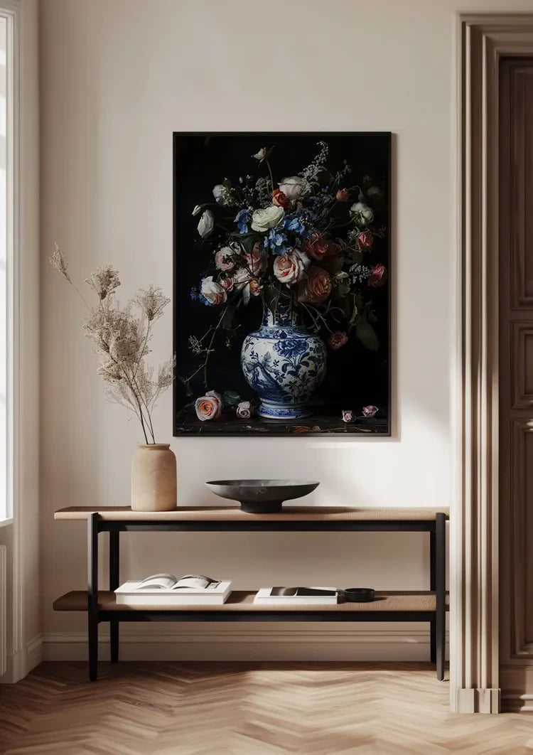 Delfts Blauw Rozen en Vaas Schilderij