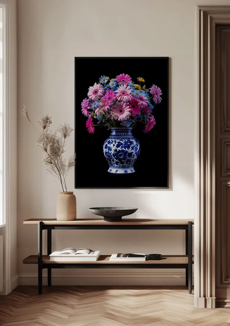 Delfts Blauw Bonte Bloemenpracht In Vaas Schilderij