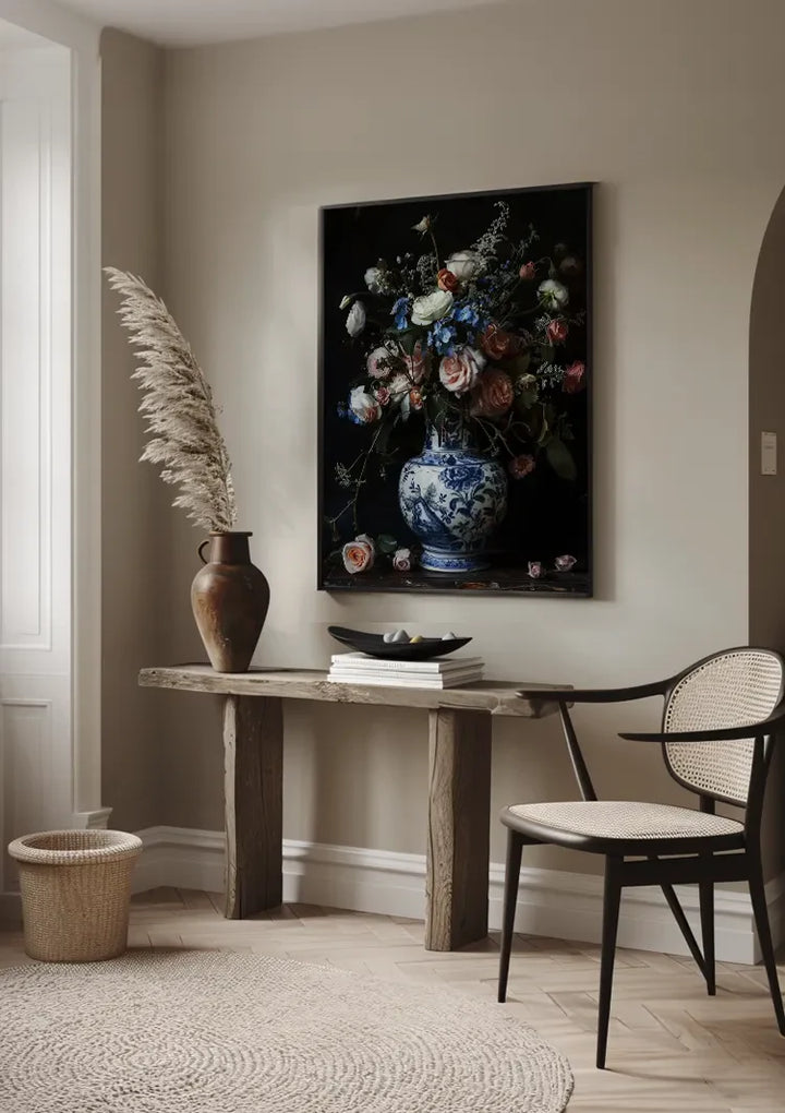Delfts Blauw Rozen en Vaas Schilderij
