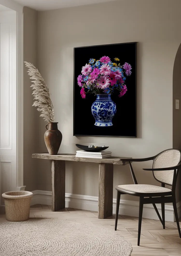Delfts Blauw Bonte Bloemenpracht In Vaas Schilderij
