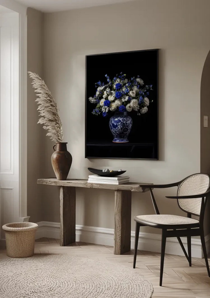 Delfts Blauw Vaas Met Bloemen Schilderij