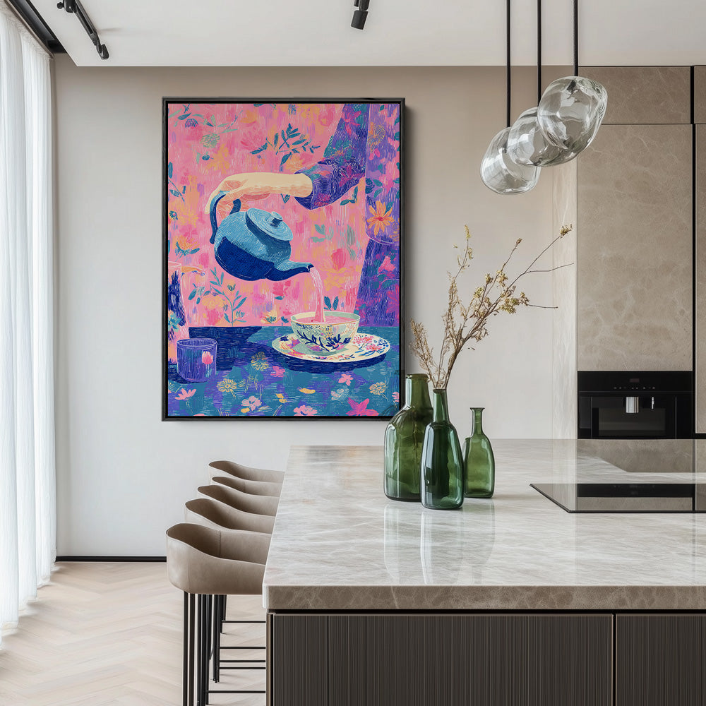 Roze Theeritueel Schilderij