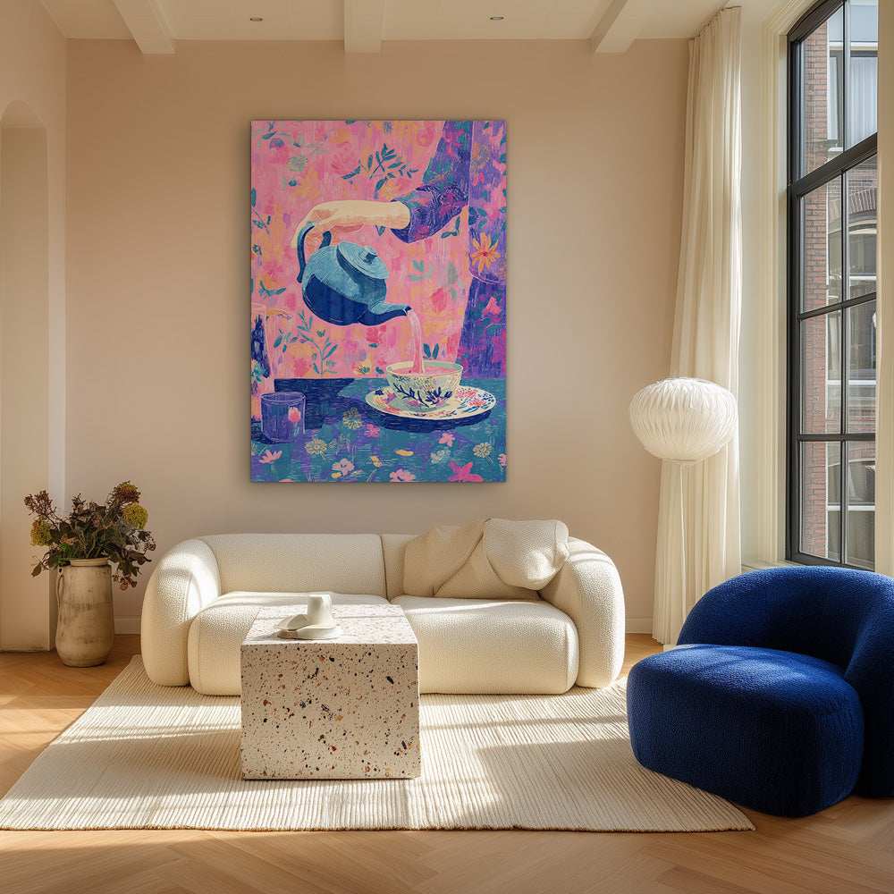 Roze Theeritueel Schilderij