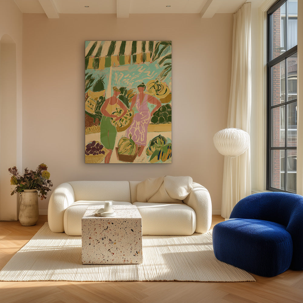 Marktdag in Kleur Schilderij