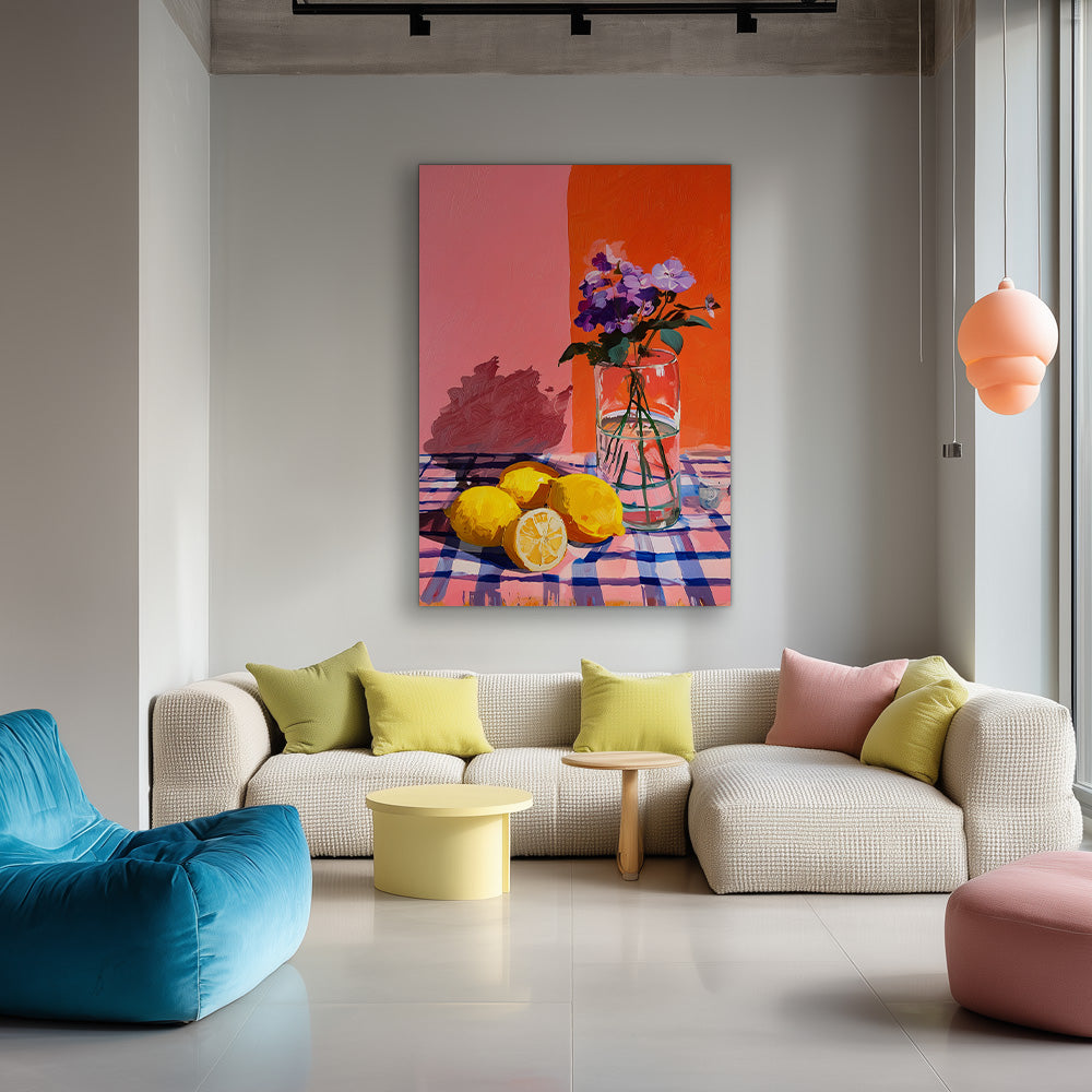 Citroen en Viooltjes Schilderij