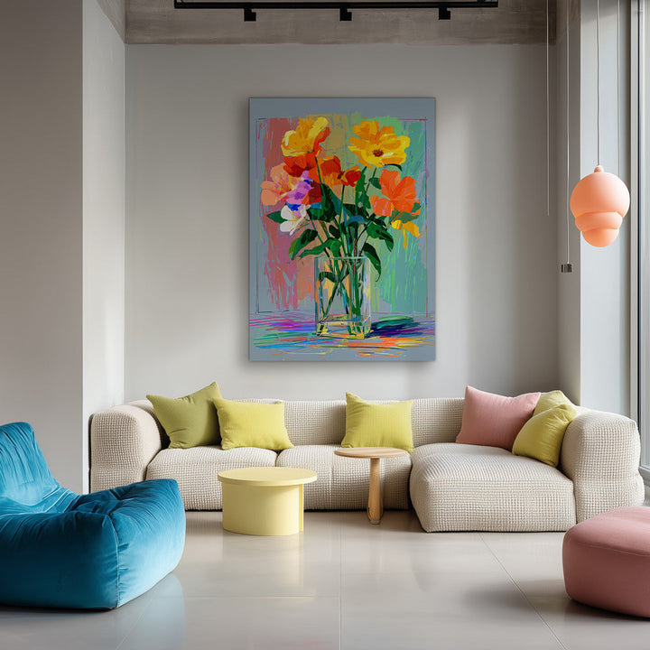 Regenboogboeket Schilderij