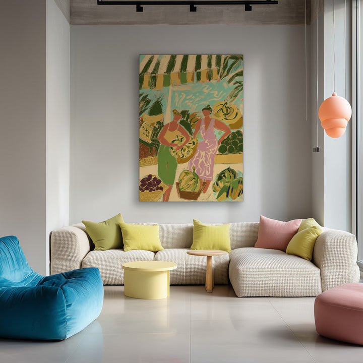 Marktdag in Kleur Schilderij