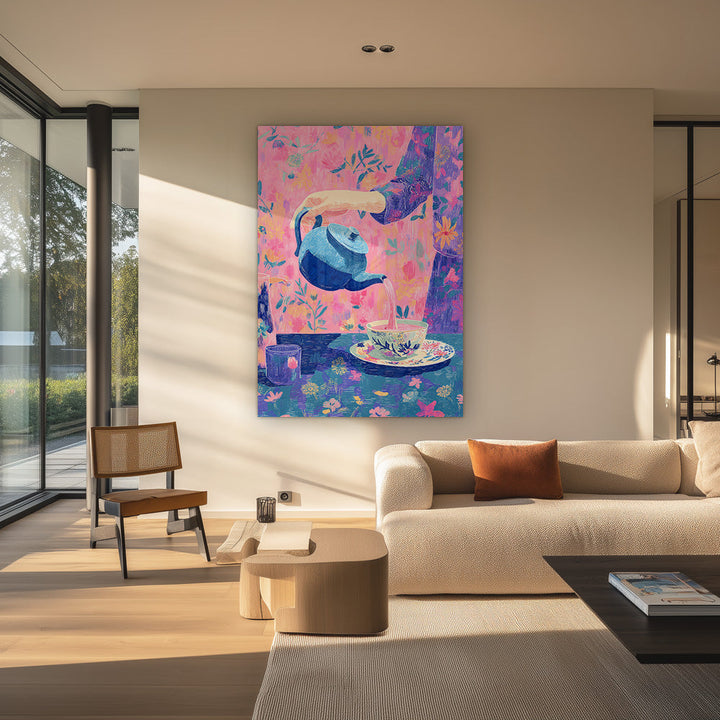 Roze Theeritueel Schilderij