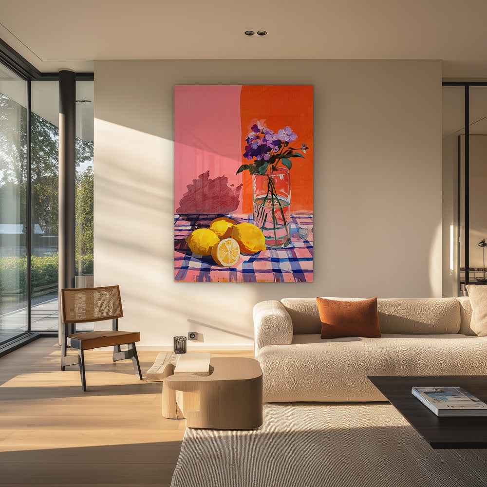 Citroen en Viooltjes Schilderij