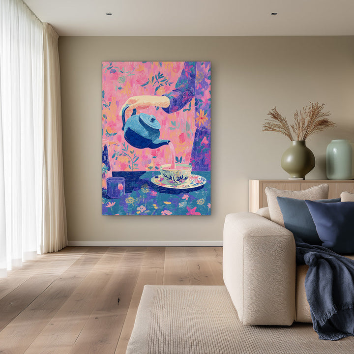 Roze Theeritueel Schilderij