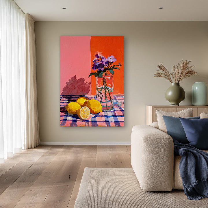 Citroen en Viooltjes Schilderij