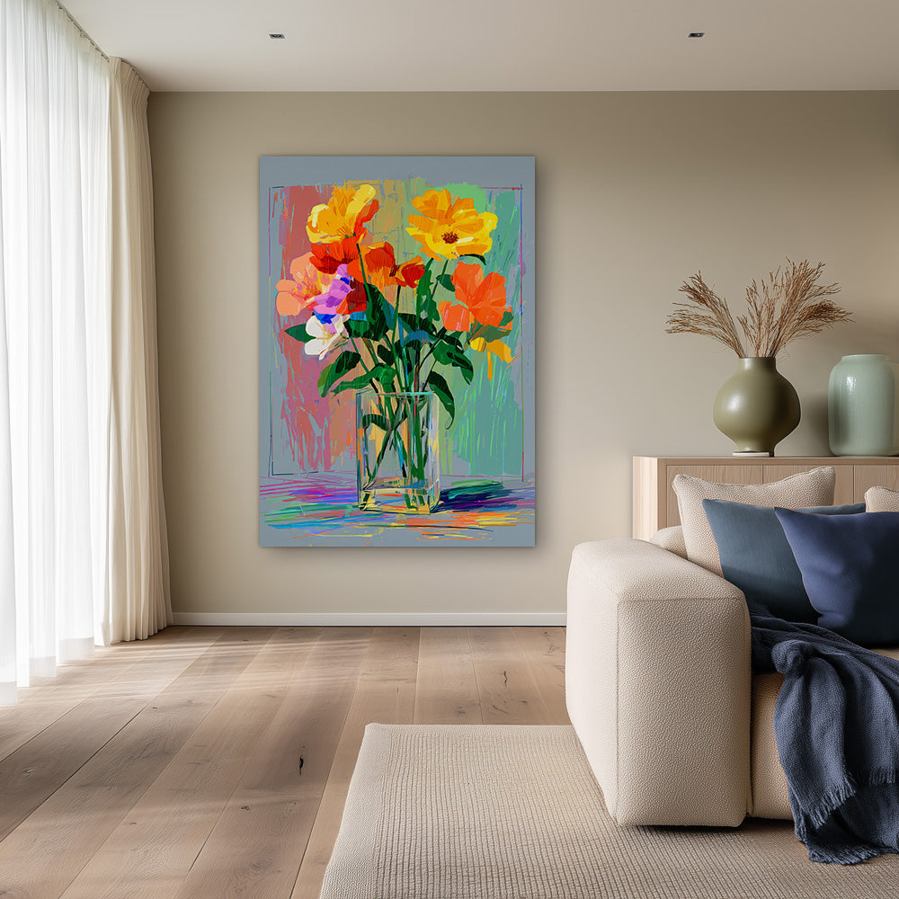 Regenboogboeket Schilderij