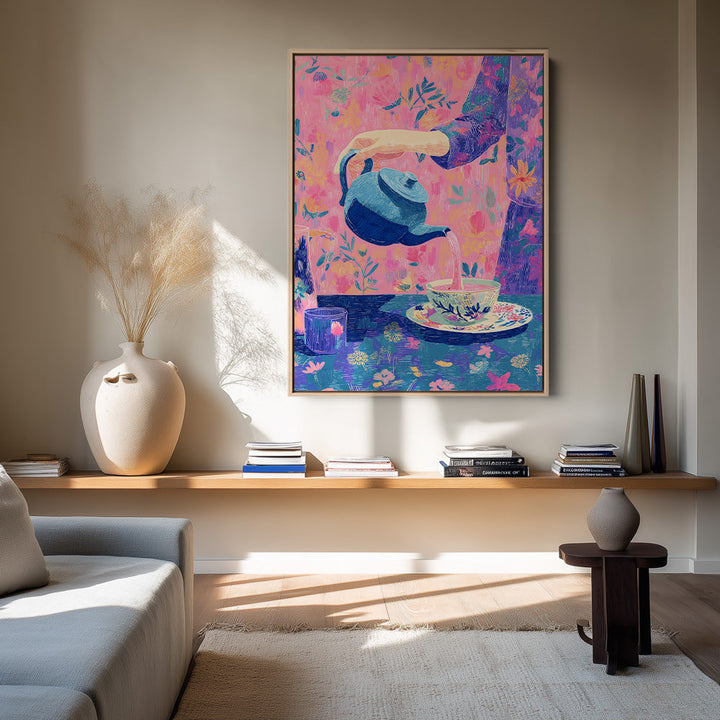 Roze Theeritueel Schilderij