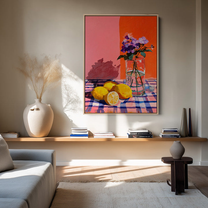 Citroen en Viooltjes Schilderij