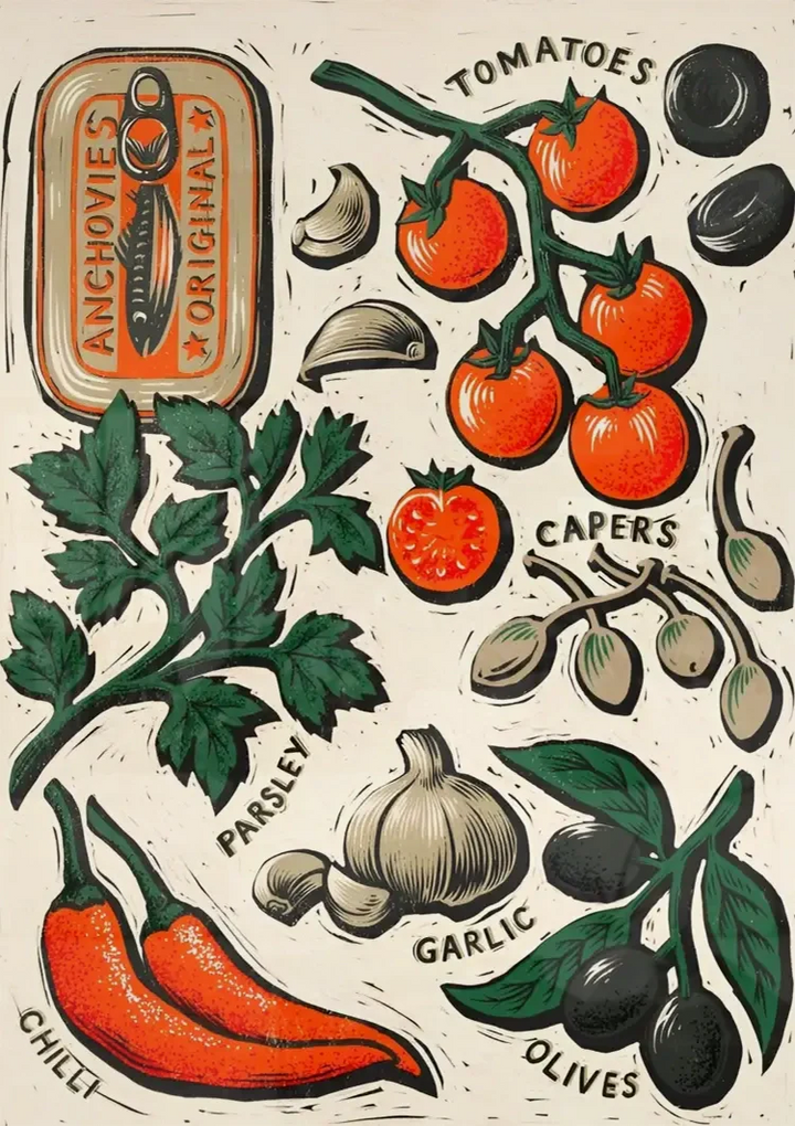 Ingrediënten 'Italia' Schilderij