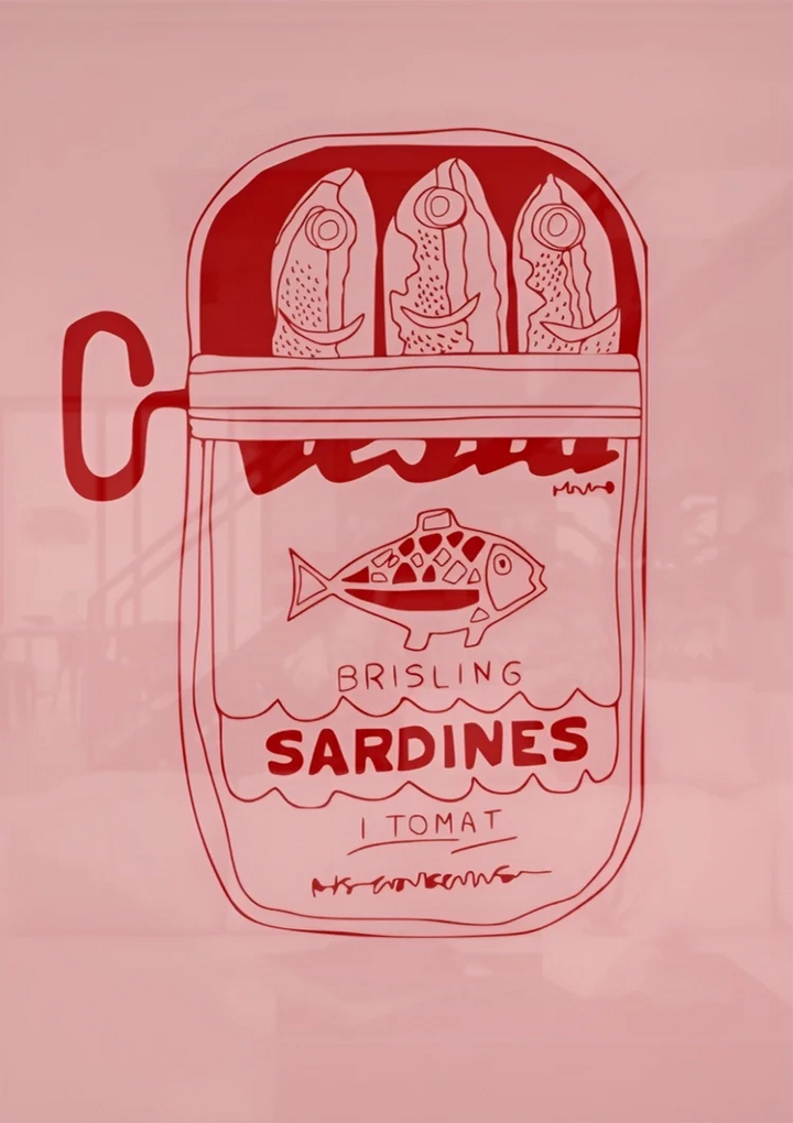 Grafisch Sardineblikje Schilderij