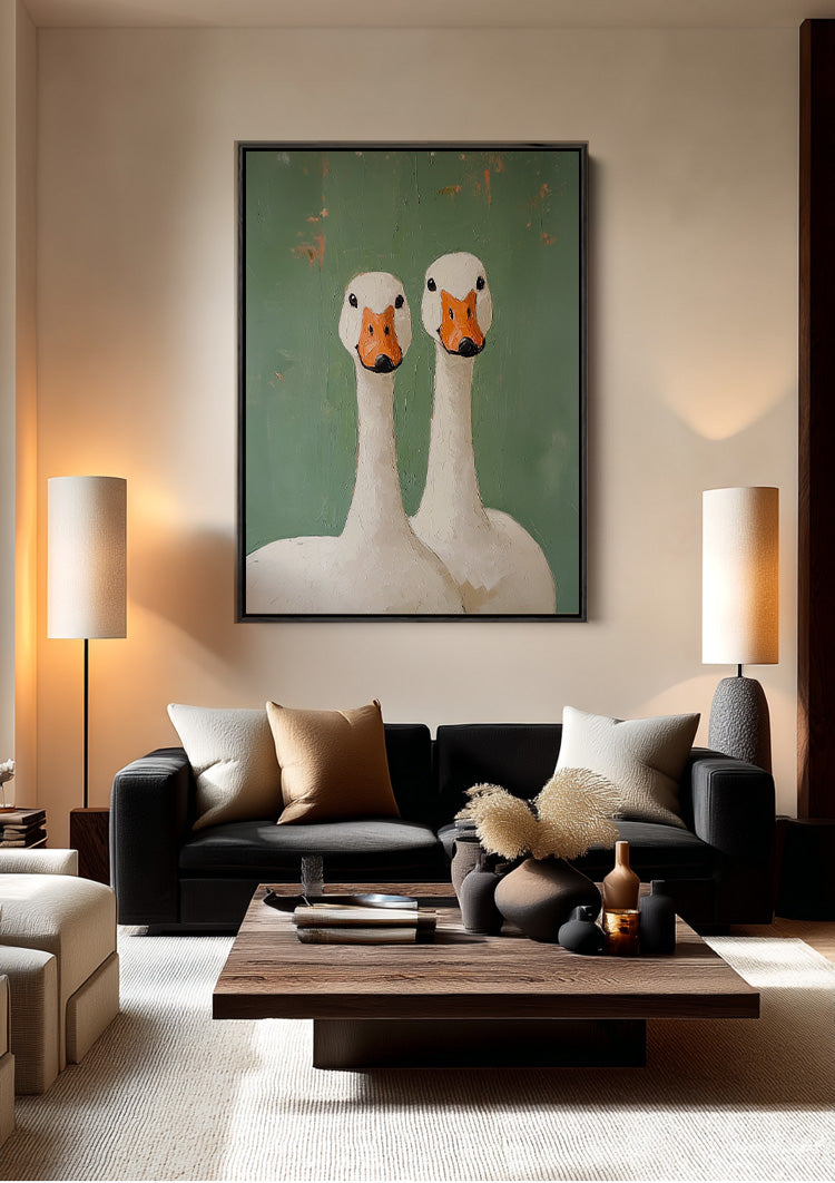 Twee Zwanen in Stilte Schilderij