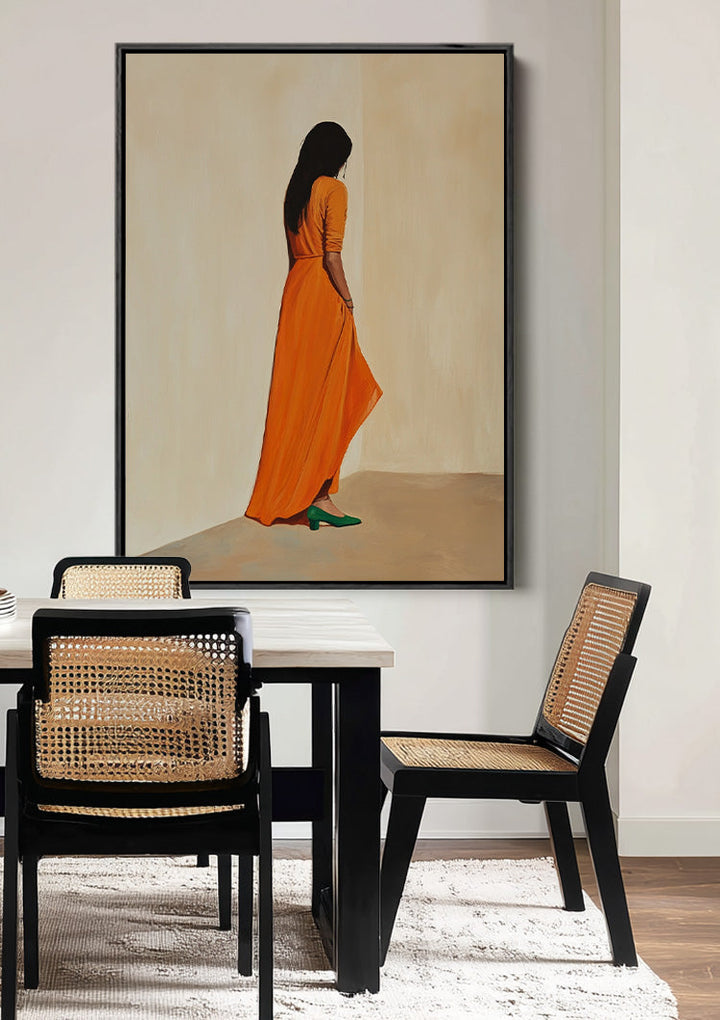De Vrouw in Oranje Schilderij