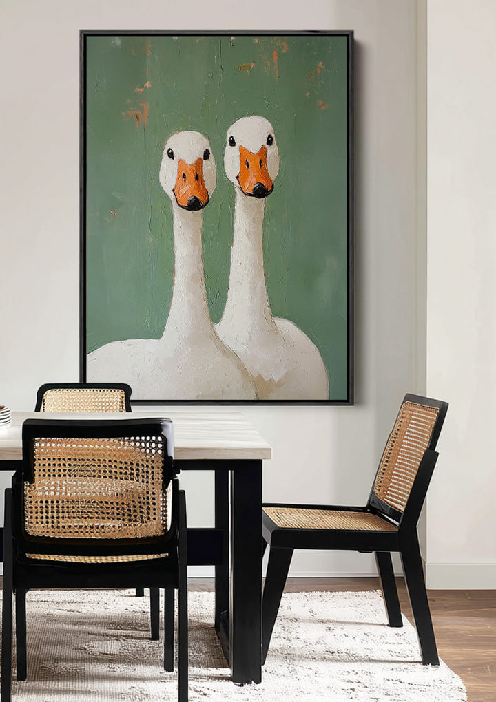 Twee Zwanen in Stilte Schilderij
