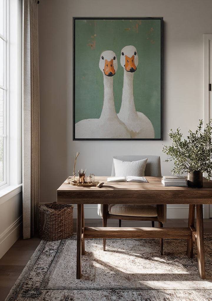 Twee Zwanen in Stilte Schilderij