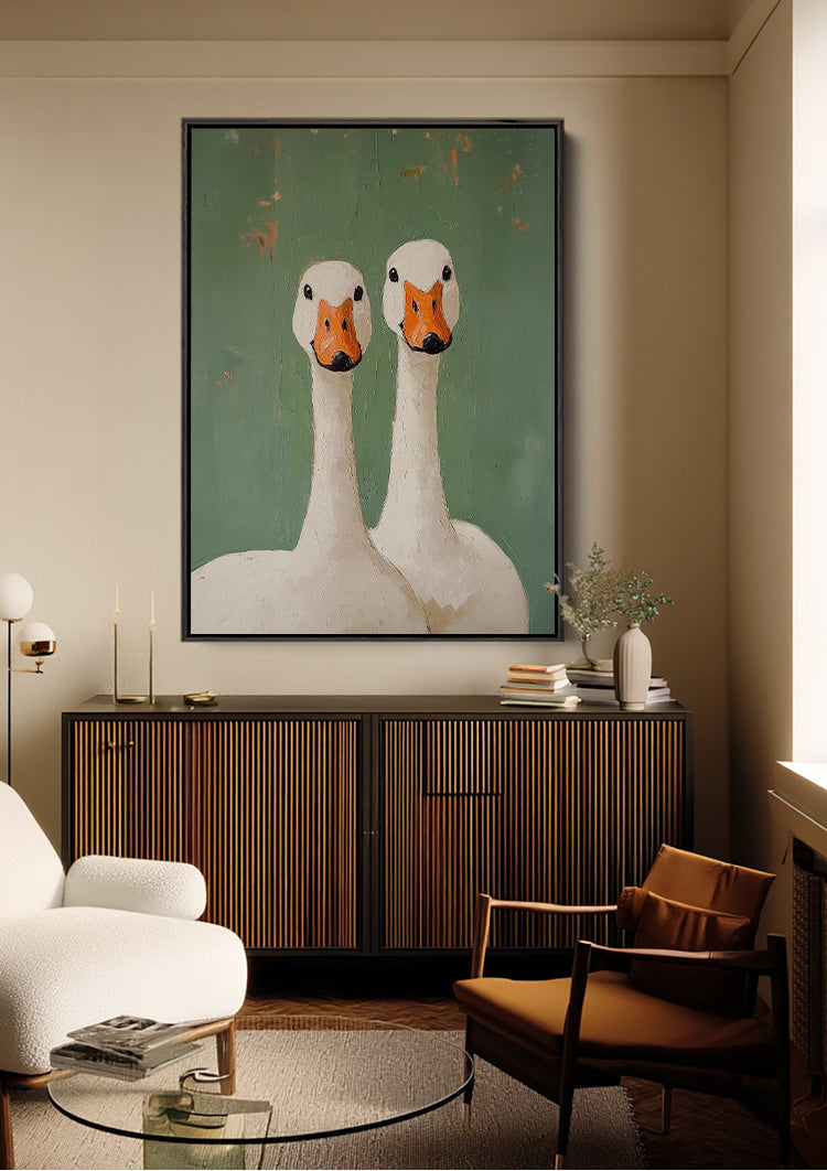 Twee Zwanen in Stilte Schilderij