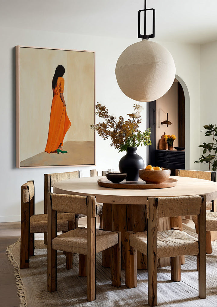 De Vrouw in Oranje Schilderij