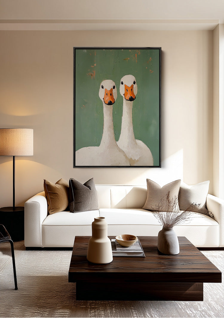 Twee Zwanen in Stilte Schilderij