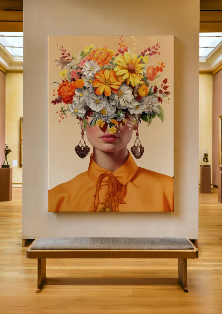 Orange Flower Lady Schilderij