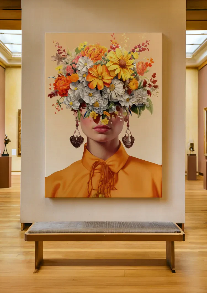 Orange Flower Lady Schilderij