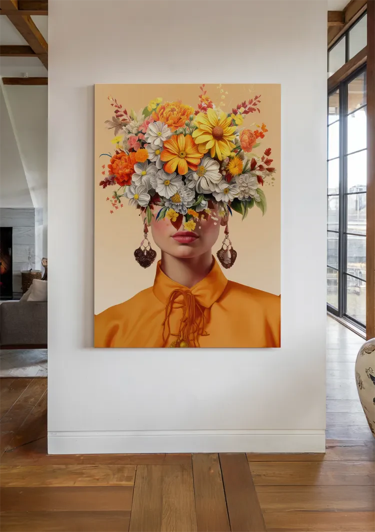 Orange Flower Lady Schilderij