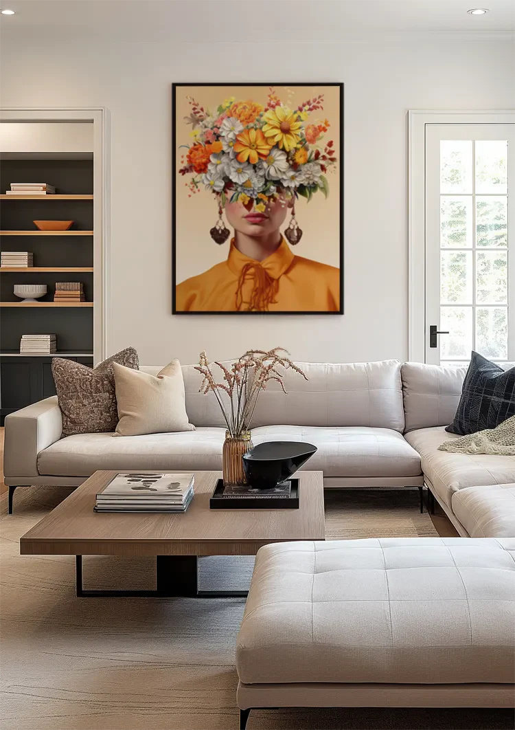 Orange Flower Lady Schilderij