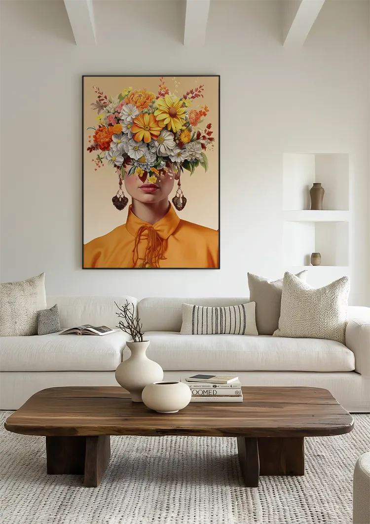 Orange Flower Lady Schilderij