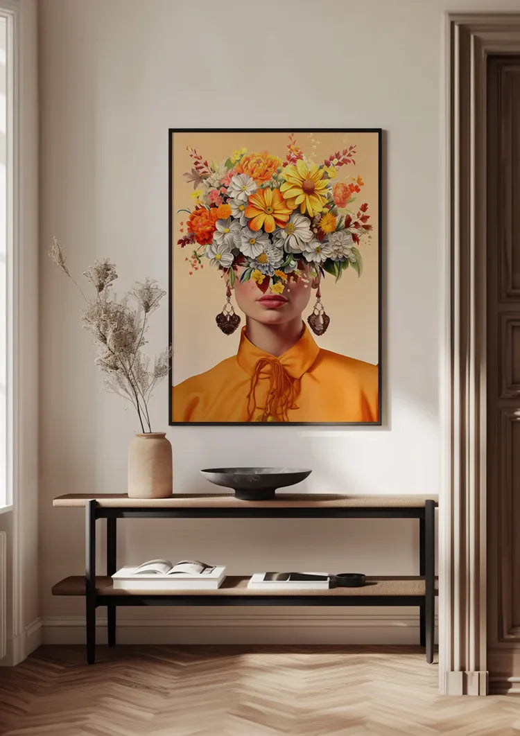 Orange Flower Lady Schilderij
