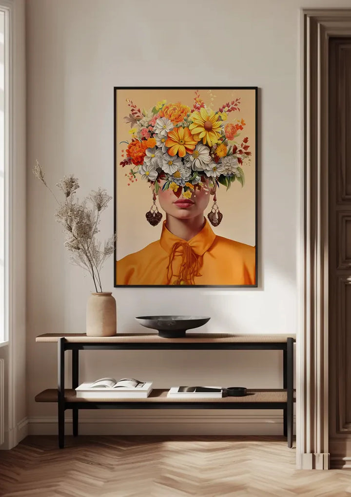Orange Flower Lady Schilderij