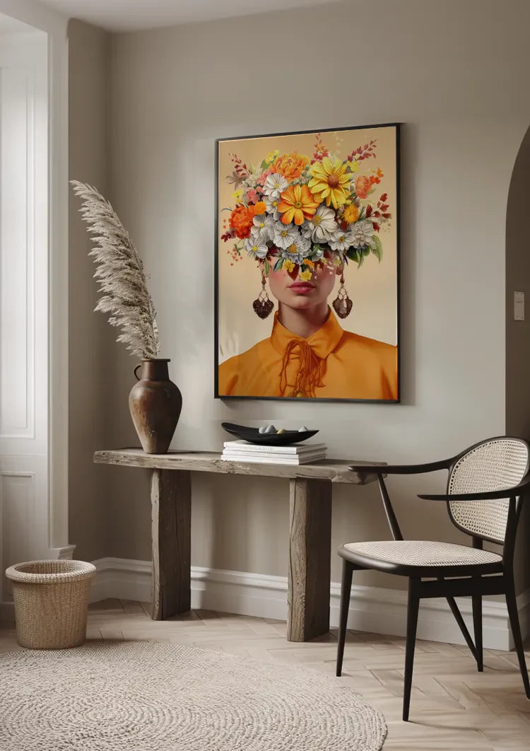 Orange Flower Lady Schilderij