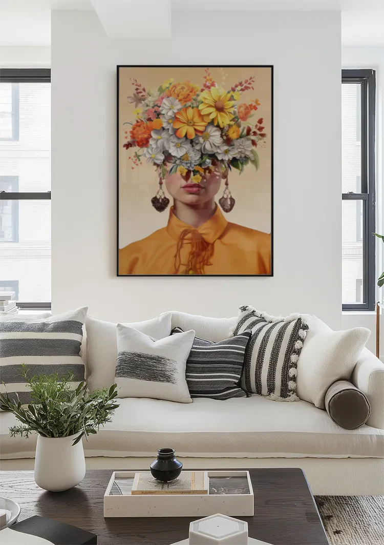 Orange Flower Lady Schilderij