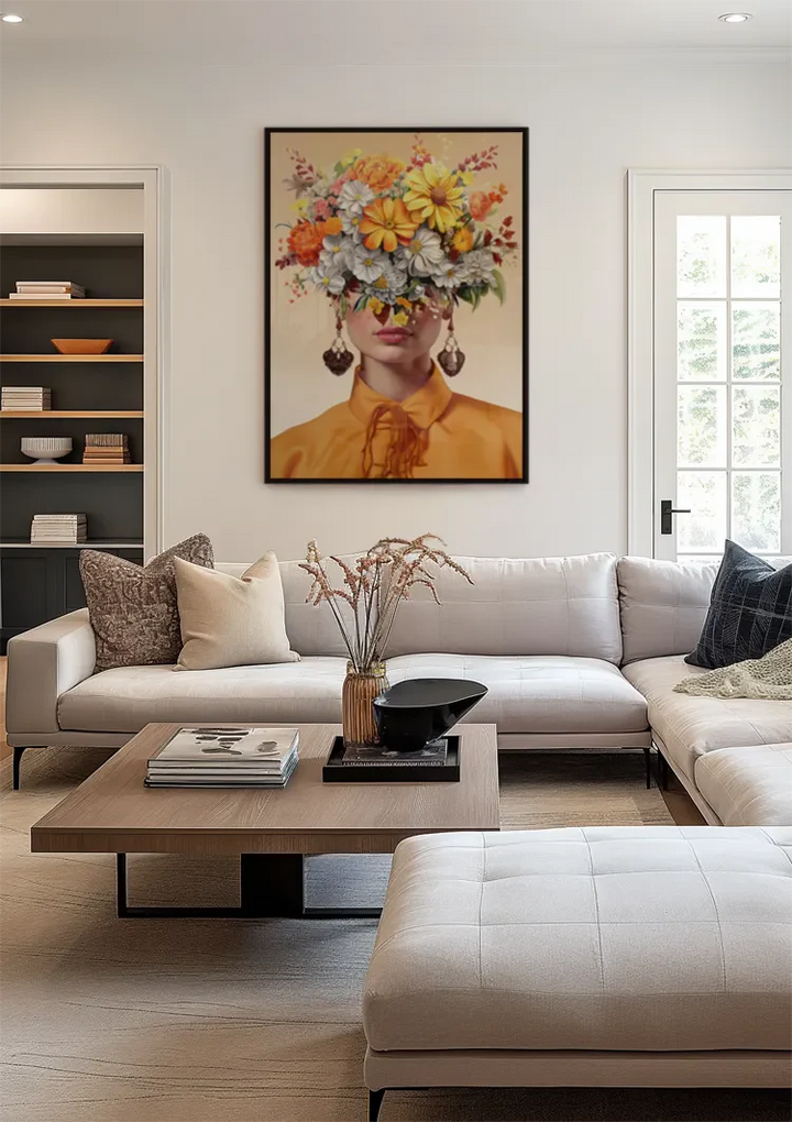 Orange Flower Lady Schilderij
